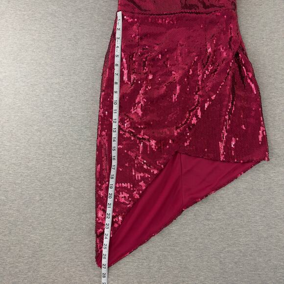 Lulus 'Below‎ The Stars' Red wine Women’s Sequin Asymmetrical Dress Size Small - Picture 14 of 16